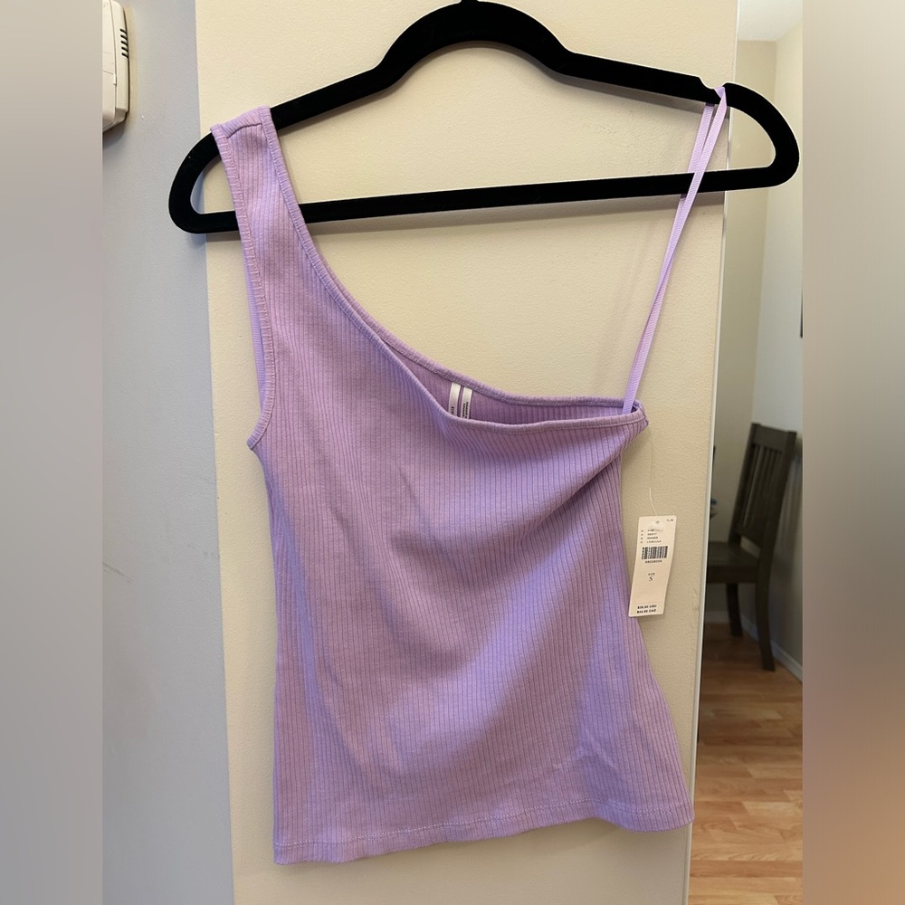 Anthropologie purple one shoulder top